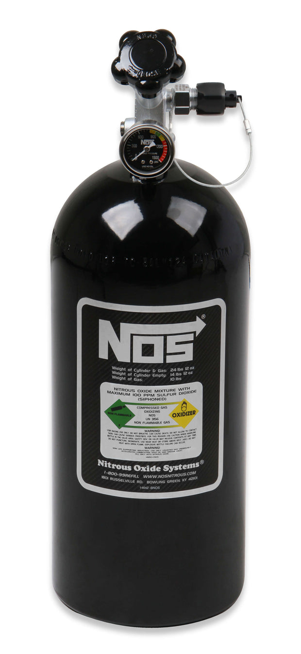 NOS® Nitrous Bottle & Super Hi Flo Valve - Includes Racer Safety Blow-Off & Gauge - 10 Second Racing