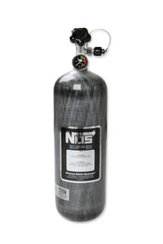 NOS® 12 lb 9 oz Nitrous Bottle w/ Carbon Fiber Finish & Super Hi Flo Valve - Includes Racer Safety Blow-Off - 10 Second Racing
