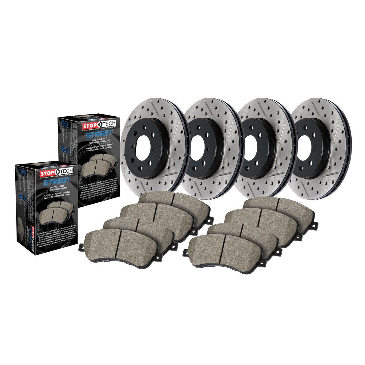 Stoptech® (13-20) Audi S3 Street Performance Drilled/Slotted Brake Kit