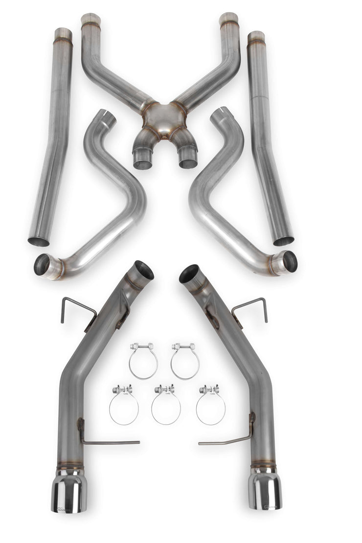 Hooker® (11-14) Mustang GT 304SS 3" Cat-Back System + X-Pipe (without mufflers) for OE hookup