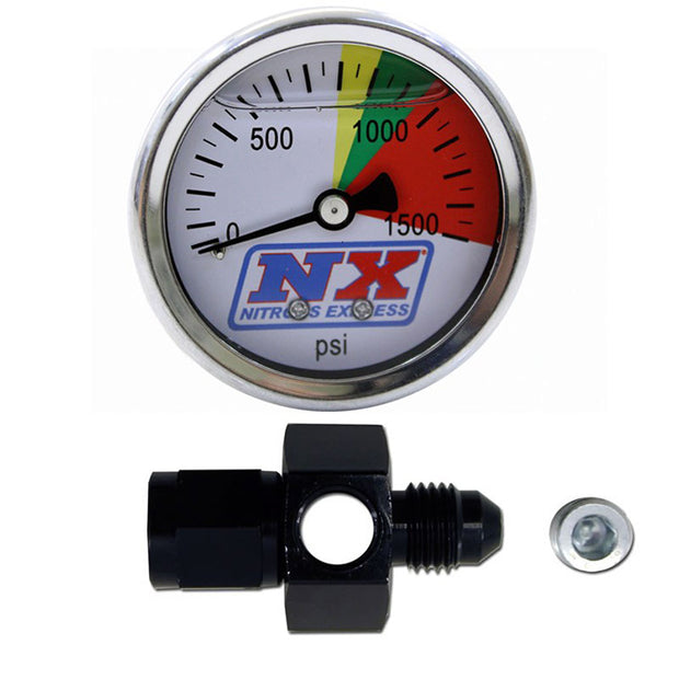 Nitrous Express® N20 Flo-Thru Pressure Gauge (0-1500 PSI) 6An - 10 Second Racing