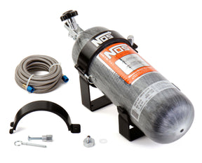 NOS® 12 lb 9 oz Nitrous Bottle with Carbon Fiber Finish & Super Hi Flo Valve with Quick Release Mounting Brackets - 10 Second Racing
