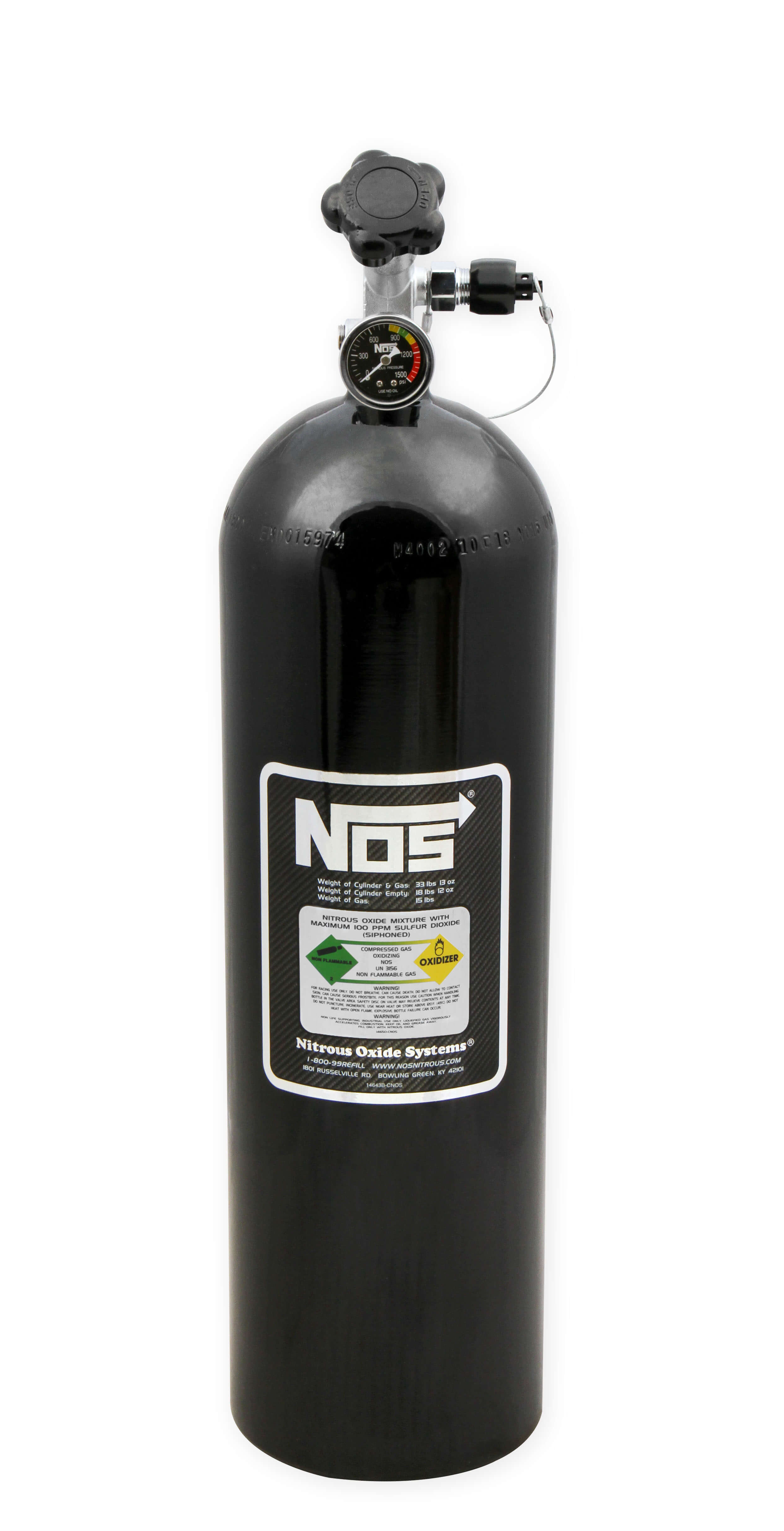NOS® Nitrous Bottle & Super Hi Flo Valve - Includes Racer Safety