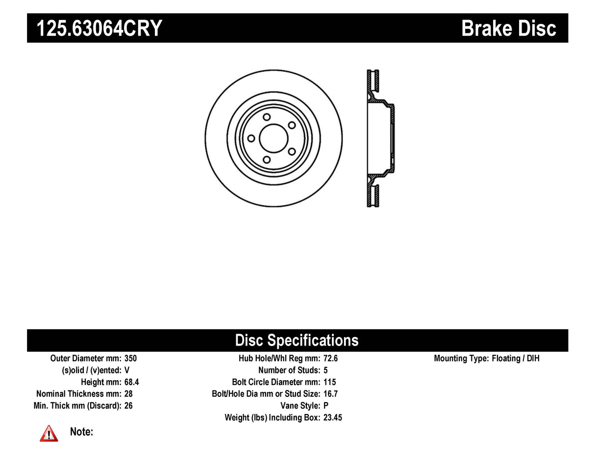 Stoptech® (05-23) Mopar SRT High Carbon Alloy Cryo Treated Rear Brake Rotor (6-Piston Brembo Calipers)