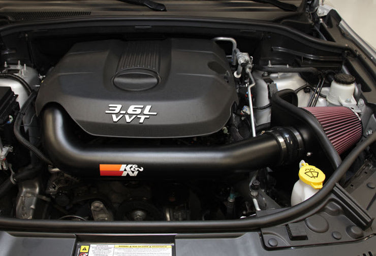 K & N ® (11-15) Cherokee V6 77 Series Aluminum Textured Black Cold Air Intake System 