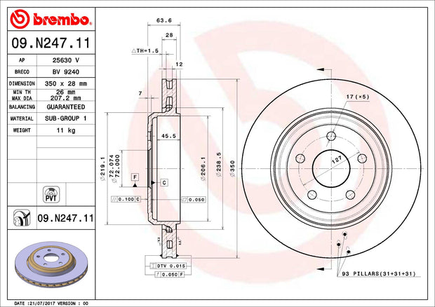 Brembo® (12-23) WK2 SRT Premium UV Coated Brake Rotor