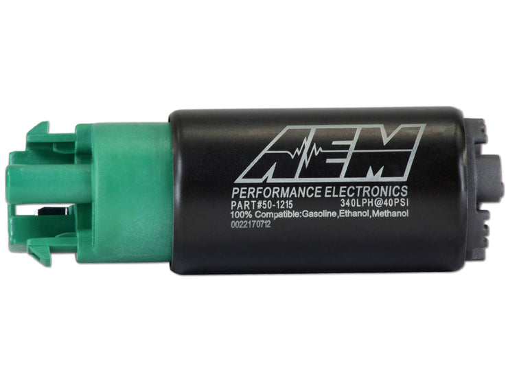 AEM® 340LPH E85-Compatible High Flow In-Tank Fuel Pump (65mm with hooks, Offset Inlet)