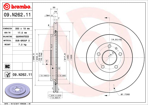 Brembo® (13-14) GT500 Premium UV Coated Brake Rotor