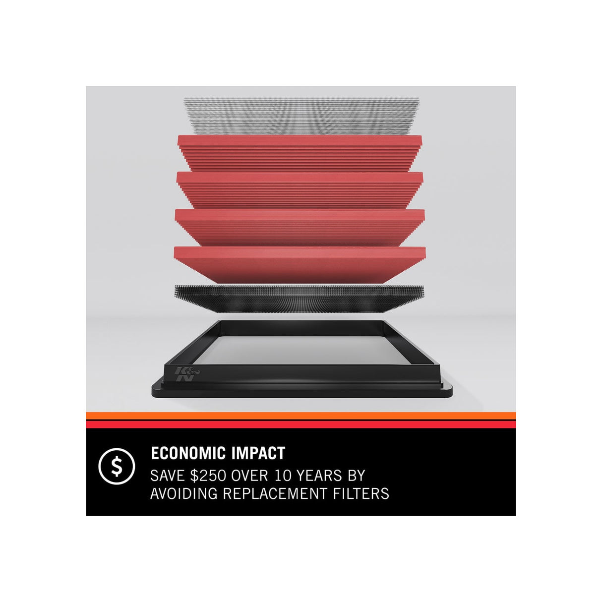 K & N ® (19-21) WRX STI 33 Series Panel Red Air Filter (9.063" L x 8.406" W x 1.563" H)