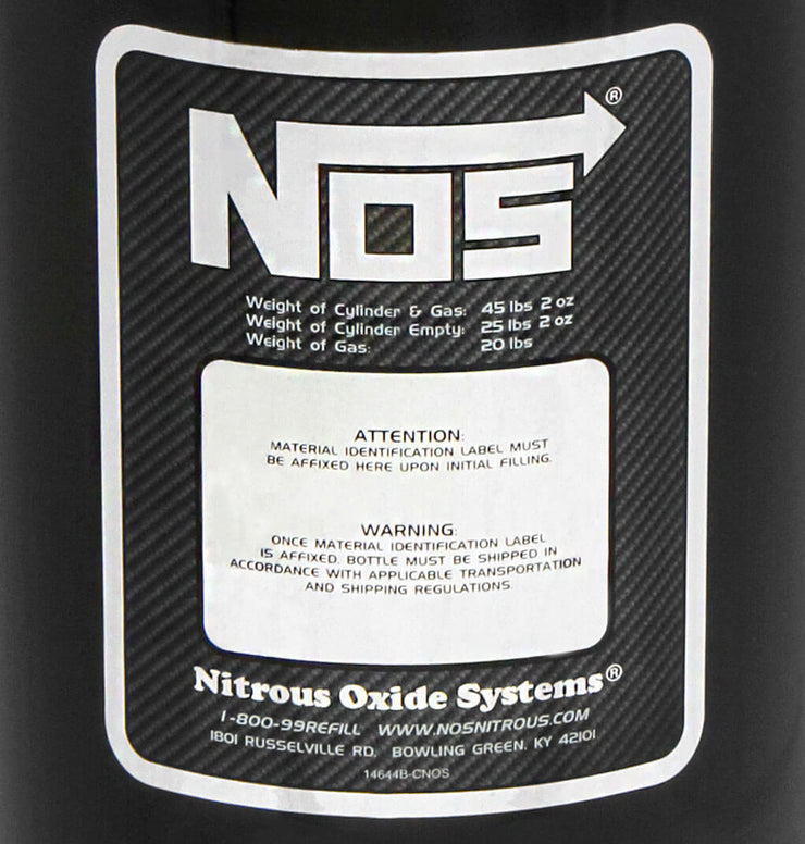 NOS® 20 LB Nitrous Bottle & Super Hi Flo Valve & Gauge - 10 Second Racing