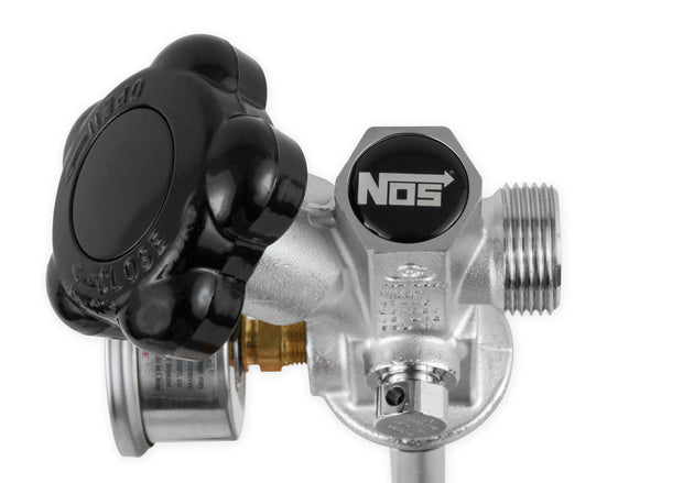 NOS® 5 LB. BOTTLE SUPER HI-FLOW VALVE ASSEMBLY WITH SIPHON TUBE & GAUGE - 10 Second Racing