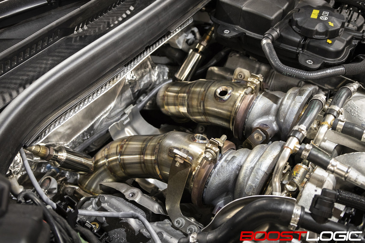 Boost Logic® (17-23) BMW M5 304SS 3" Catless Primary Down Pipes