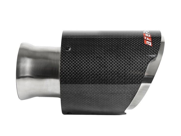 aFe® 49C32068-C - Mach Force XP™ 304 SS Round Angle Cut Bolt-On Double-Wall Carbon Fiber Exhaust Tips 