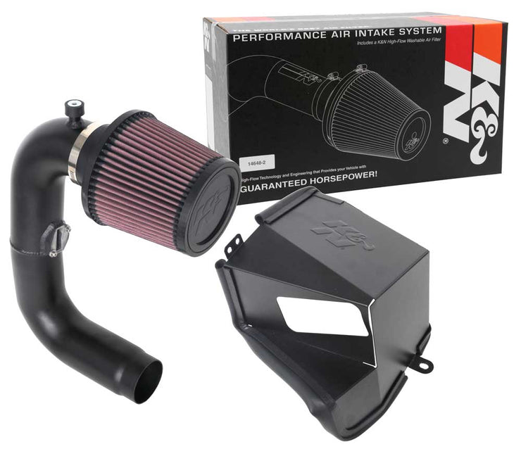 K & N ® (18-21) WRX 69 Series Typhoon Aluminum Black Cold Air Intake System with Red Filter