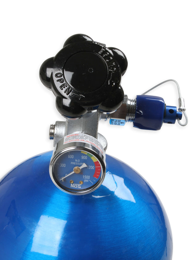 NOS® Nitrous Bottle & Super Hi Flo Valve - Includes Racer Safety Blow-Off & Gauge - 10 Second Racing