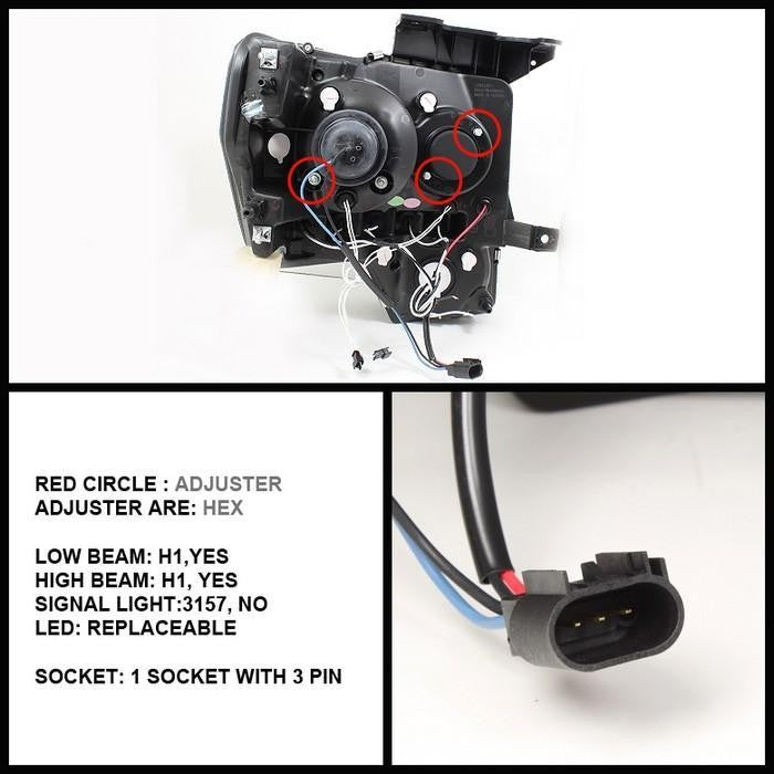 Spyder® 5030108 - Black Projector CCFL Halo Head Lights 