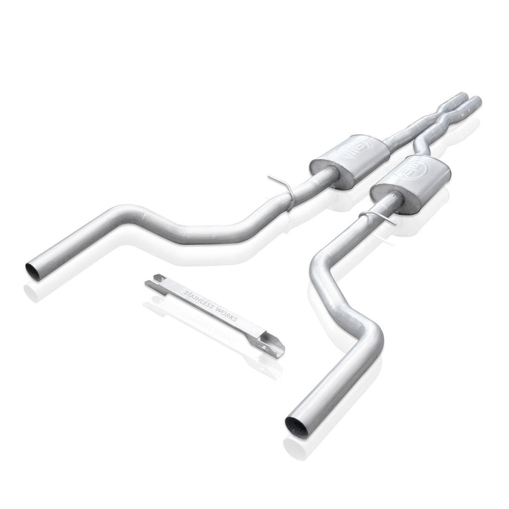 Stainless Works® CHAR15CB - 304 SS Turbo Chambered Header-Back Exhaust System with Split Rear Exit 
