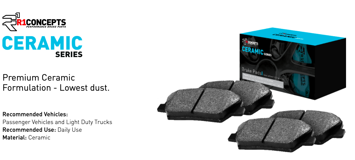 R1 Concepts® (15-23) Mustang GT Ceramic Series Brake Pads (6-PISTON BREMBO FRONT CALIPERS)