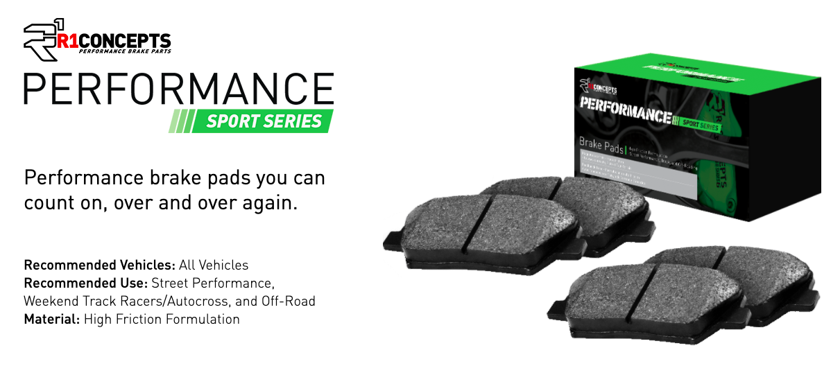 R1 Concepts® (15-23) Mustang GT Performance Sport Series Rear Brake Pads (6-PISTON BREMBO FRONT CALIPERS)