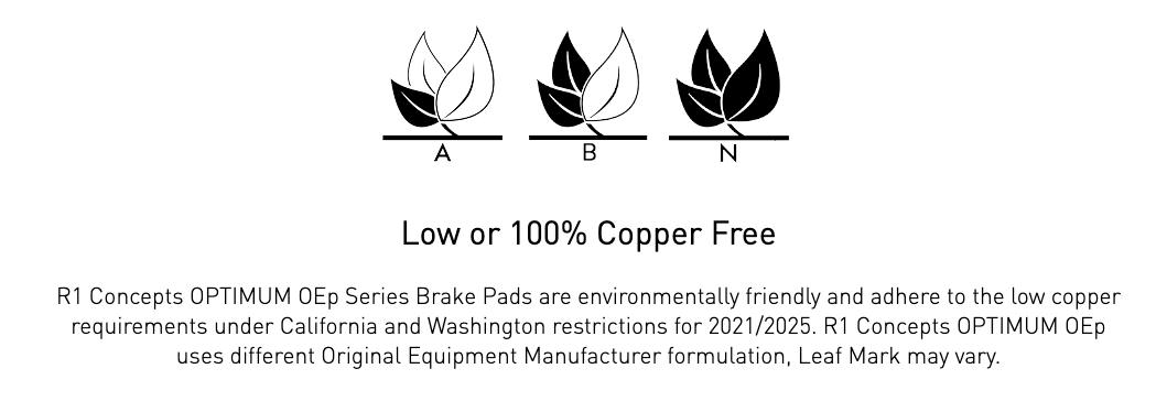 R1 Concepts® (11-14) Mustang GT/Boss 302 Optimum OEp Series Brake Pads (AUTOMATIC TRANSMISSION)