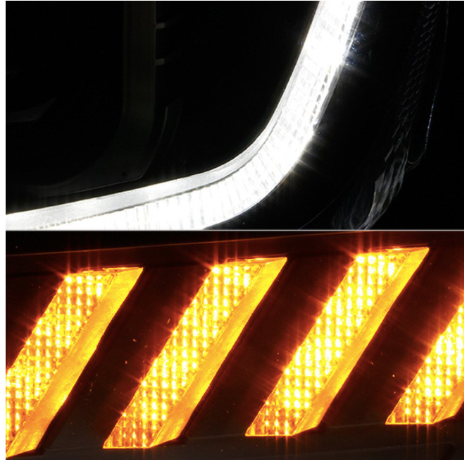 Spyder® (16-18) Camaro 6th Gen Black LED DRL Bar Projector Headlights with Sequential Turn Signal
