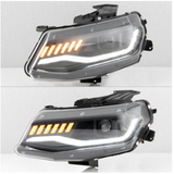 Spyder® (16-18) Camaro 6th Gen Black LED DRL Bar Projector Headlights with Sequential Turn Signal