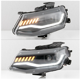 Spyder® (16-18) Camaro 6th Gen Black LED DRL Bar Projector Headlights with Sequential Turn Signal