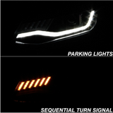 Spyder® (16-18) Camaro 6th Gen Black LED DRL Bar Projector Headlights with Sequential Turn Signal