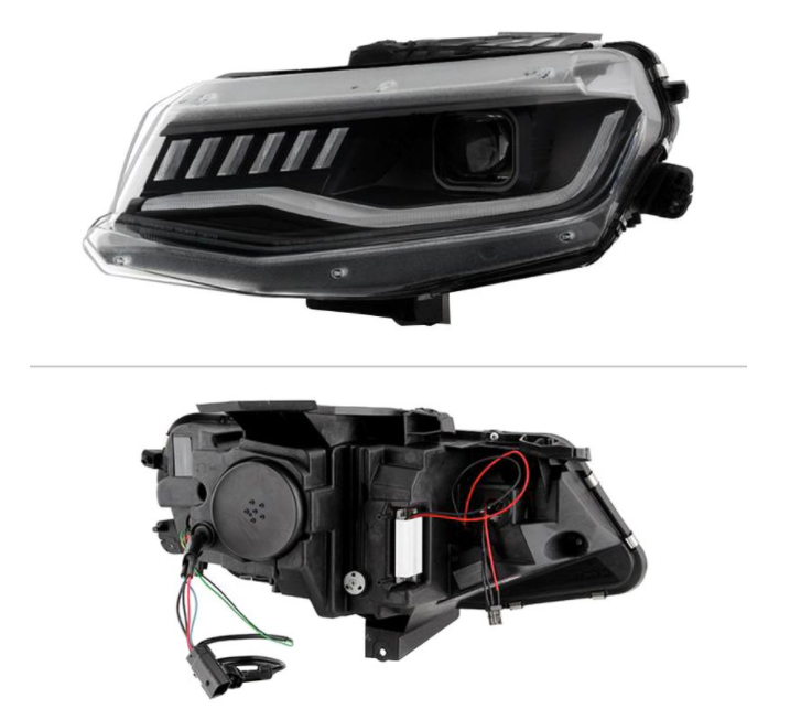 Spyder® (16-18) Camaro 6th Gen Black DRL Bar Projector LED Headlights with Sequential Turn Signal