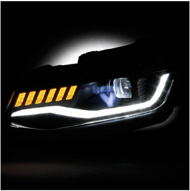 Spyder® (16-18) Camaro 6th Gen Black DRL Bar Projector LED Headlights with Sequential Turn Signal