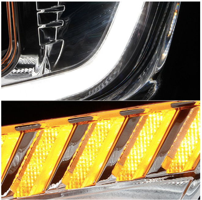 Spyder® (16-18) Camaro 6th Gen Chrome LED DRL Bar Projector Headlights with Sequential Turn Signal