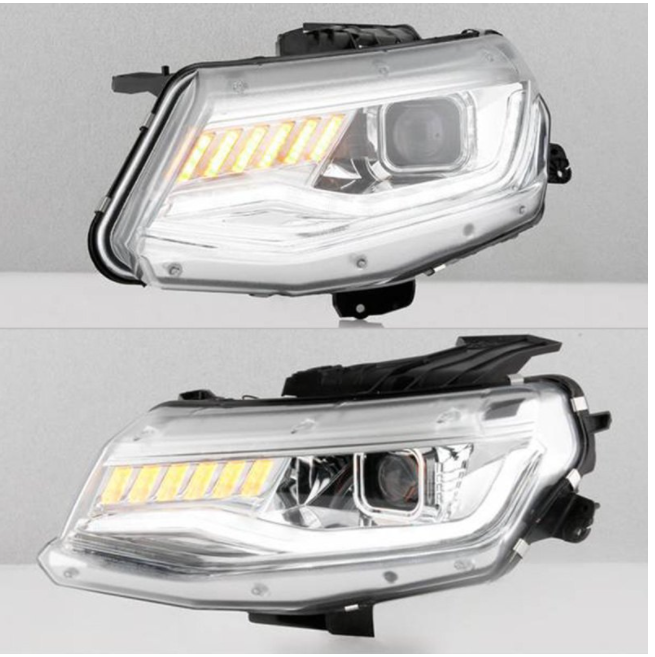 Spyder® (16-18) Camaro 6th Gen Chrome LED DRL Bar Projector Headlights with Sequential Turn Signal