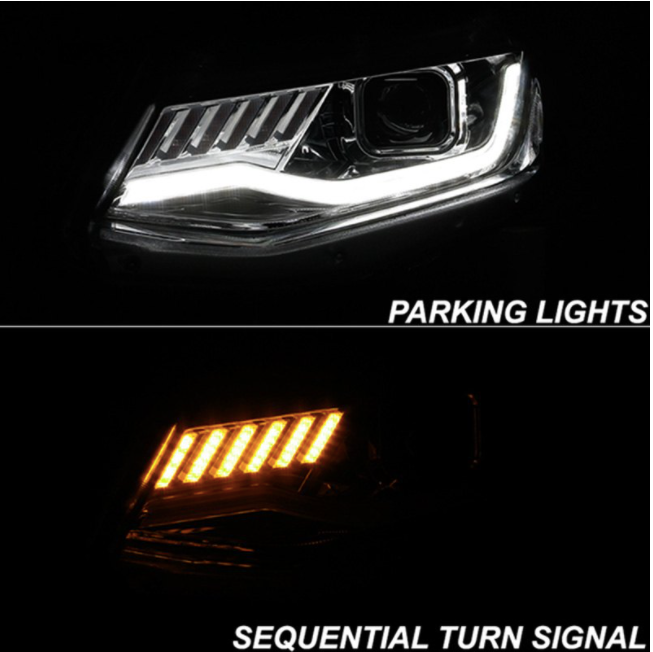 Spyder® (16-18) Camaro 6th Gen Chrome LED DRL Bar Projector Headlights with Sequential Turn Signal