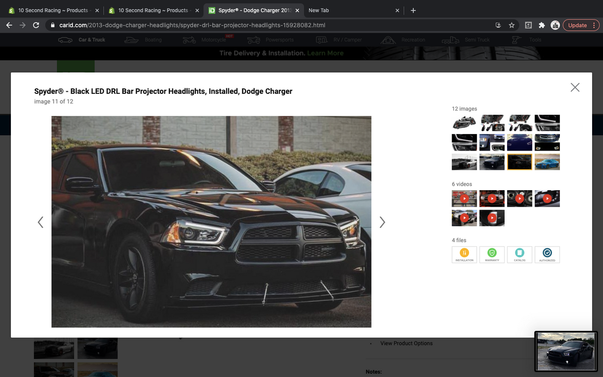 Spyder® (06-14) Charger Black LED DRL Bar Projector Headlights