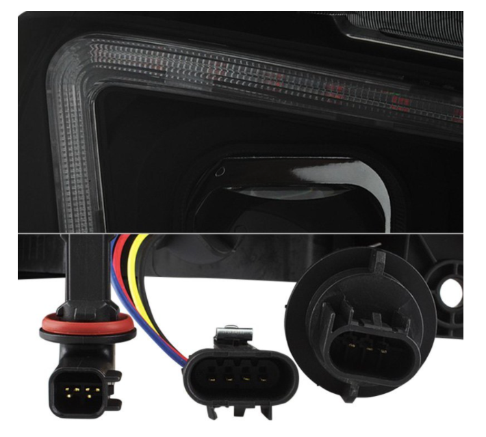 Spyder® (06-14) Charger Black/Smoke LED DRL Bar Projector Headlights (HALOGEN)