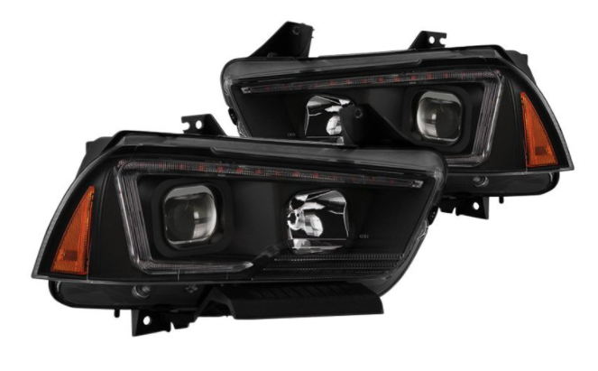 Spyder® (06-14) Charger Black LED DRL Bar Projector Headlights