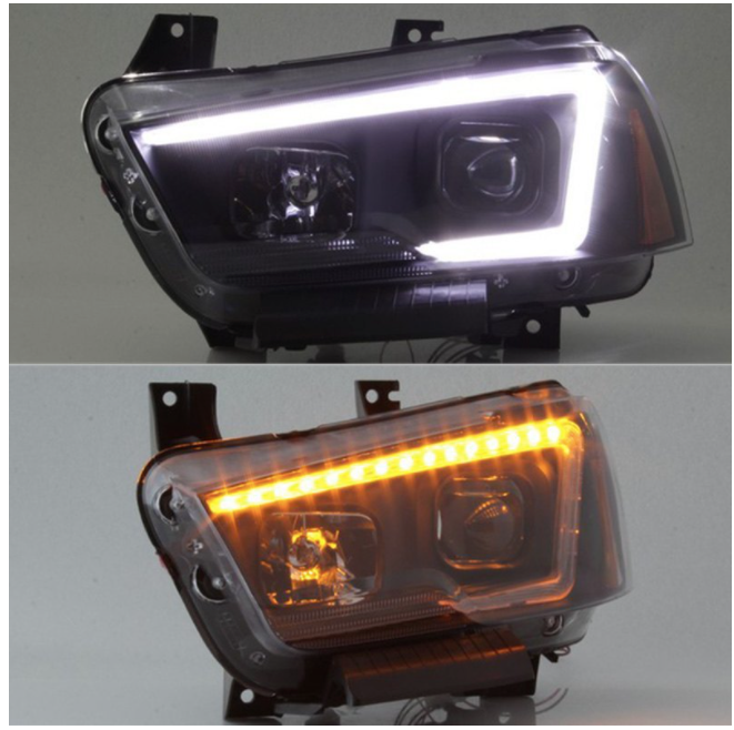 Spyder® (06-14) Charger Black LED DRL Bar Projector Headlights