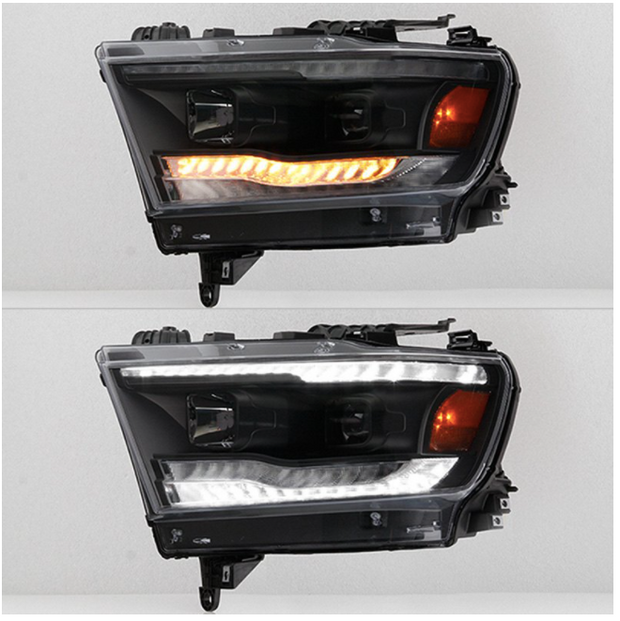 Spyder® (19-23) RAM 1500 5th Gen Black Projector Headlights with Sequential Turn Signal
