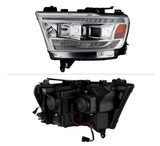 Spyder® (19-23) RAM 1500 5th Gen Chrome Projector Headlights with Sequential Turn Signal