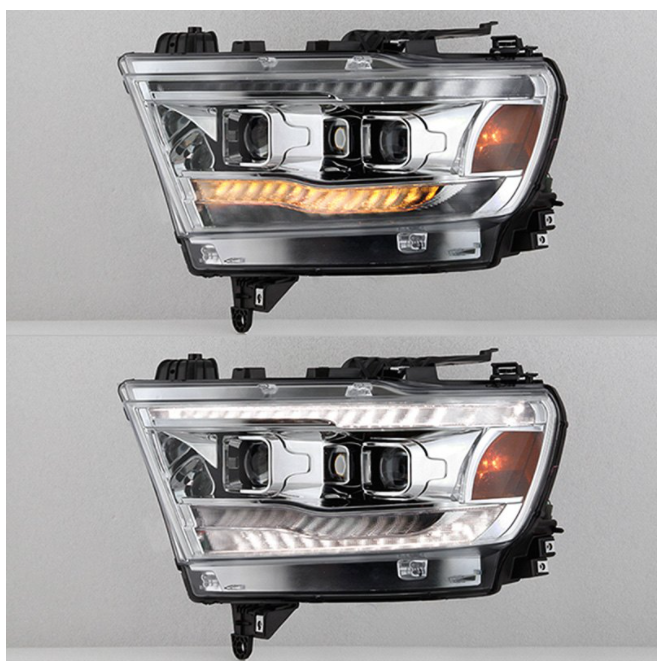 Spyder® (19-23) RAM 1500 5th Gen Chrome Projector Headlights with Sequential Turn Signal