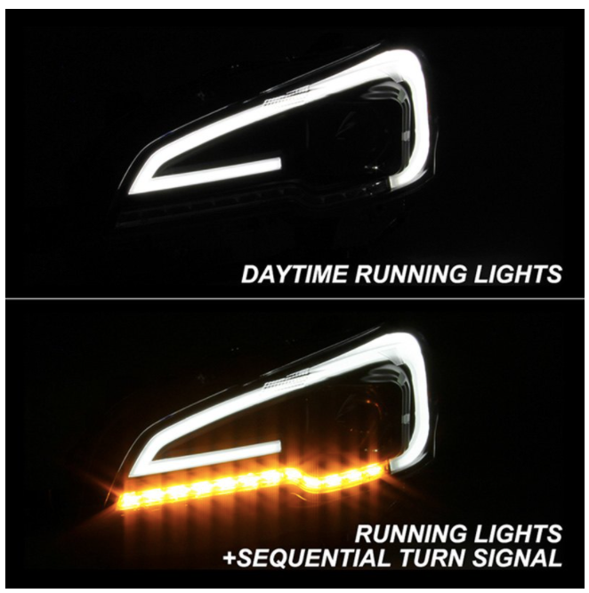 Spyder® (15-21) WRX/STI Black LED DRL Bar Projector Headlights (Halogen)