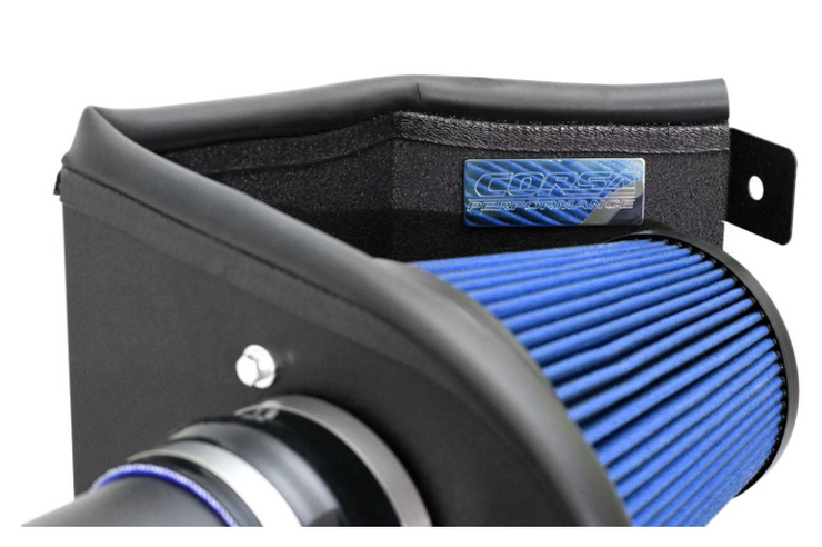 Corsa® 616864-O - APEX Series Shielded Box Steel Wrinkle Black Cold Air Intake System with MaxFlow 5 Layer Oiled Blue Filter 